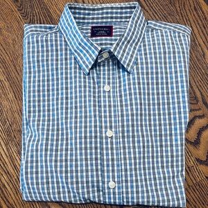 UNTUCKit Shirt Mens Large Blue Gray Gingham Button Down Long Slv Cotton Check